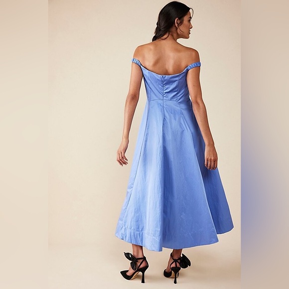 Free people iris blue midi formal prom dress off shoulder ruched size 8/10  NEW - Picture 4 of 4